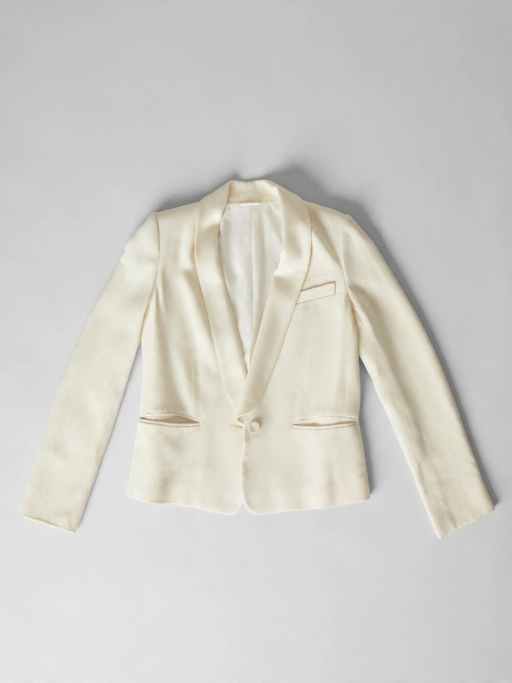 Club Monaco Cream Shawl-Collar Blazer — Ivory, Size 4